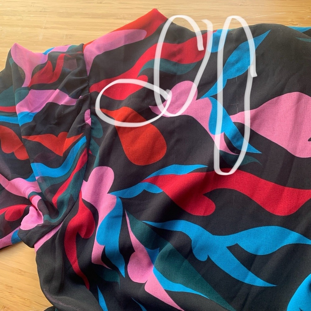 Anthropologie Hutch Hi Low Maxi Dress Medium Wrap Ruffle Long Balloon Sleeve - Picture 9 of 16